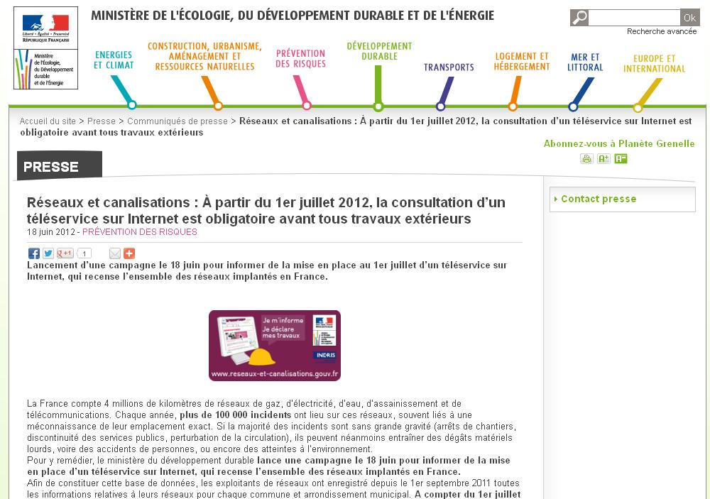 Communiqué MEDDE